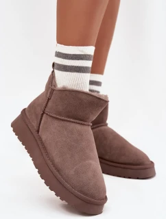 Sněhule z přírodního semiše s kožíškem Vinceza 97961 hnědé