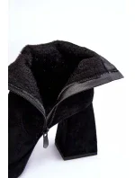 Černé Abnous semišové kotníkové boty s robustními podpatky