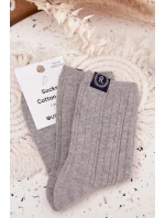 Dámské bavlněné ponožky s pruhy – světle šedé