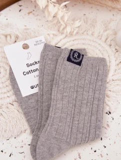 Dámské bavlněné ponožky s pruhy – světle šedé