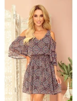 MARINA - Vzdušné dámské šaty s výstřihem a marockým vzorem 292-3