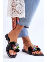 Pantofle s ozdobnými korálky S.Barski KV-2775-47 Černé Pantofle s ozdobnými korálky S.Barski KV-2775-47 Černé