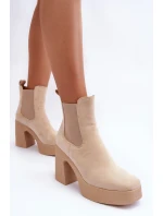 Zamszové Botky Na Masivním Sloupku Bežové Sunilda