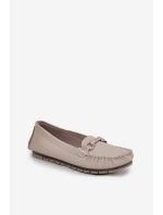 Ploché Kožené Mokasíny S Ozdobou S.Barski LR51-547 Béžové