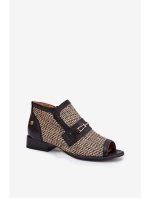 Kožené Dámské Boty S Odkrytými Prsty Maciejka Černobéžové 06934-39/00-1