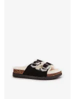 Dámské Pantofle S Přezkami A Kožešinou Černé Ezilena