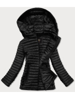 Černá prošívaná bunda s kapucí (7218BIG)