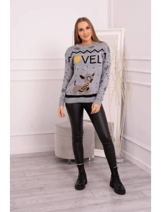 Vánoční svetr s šedým nápisem Vánoční svetr s šedým nápisem