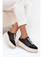 Kožené dámské tenisky na platformě Panterka Zazoo N1263 Černé