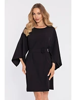 M908 Šaty s ozdobnými širokými rukávy - černé