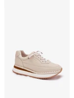 Dámské kožené tenisky na platformě Big Star – béžové