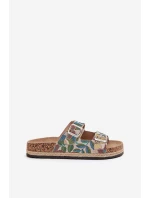 Dámské vzorované pantofle na korkové platformě s přezkami Lee Cooper – multicolor