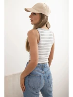 Dámská bavlněná pruhovaná bez rukávů šedá