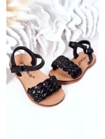 Dětské Pletené Sandály Černé Bailly