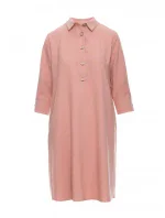 B257 Rozšířené košilové šaty - růžové B257 Rozšířené košilové šaty - růžové
