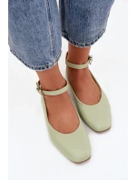 Dámské baleríny s páskem a sponou Zelené Janelor