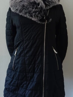 Dámská zimní bunda s kožíškem LD-5520 černá - Goodlooking