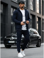 Pánská mikina na zip tmavě modrá BX2195