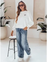 Dámská oversize mikina s vyšívanými srdíčky MONLOVE bílá FashionStreet BY1507 Dámská oversize mikina s vyšívanými srdíčky MONLOVE bílá FashionStreet BY1507