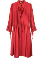 Červené dámské šaty s volánkovým stojáčkem (208ART)