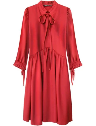 Červené dámské šaty s volánkovým stojáčkem (208ART)