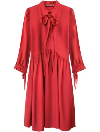 Červené dámské šaty s volánkovým stojáčkem (208ART)
