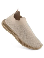 D&A W OLI257A béžová sportovní nazouvací obuv se zirkony