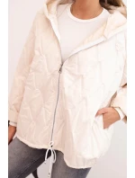 Dámská prošívaná bunda s kapucí světle béžová