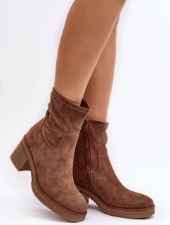 Dámské kotníčkové boty na podpatku hnědé Argastis
