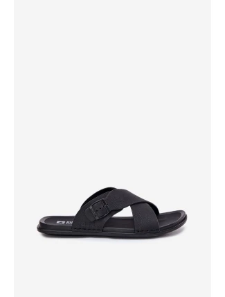 Pánské Kožené Sandały S Přezkou Big Star RR174076 Černé