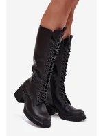 Kožené Vyšněné Kozačky Na Klínu Vyhřívané Vinceza 66804 Černé