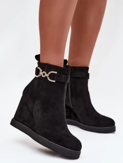 Dámské kotníkové boty na platformě s ozdobným detailem Černé Marivana