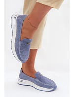 Dámské mokasíny z přírodního semiše modré Demela
