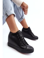 Dámské kožené tenisky na klínku Big Star Black