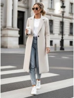 Dámský oversize kabát MANTOVA dlouhý světle béžový FashionStreet NY0738 Dámský oversize kabát MANTOVA dlouhý světle béžový FashionStreet NY0738