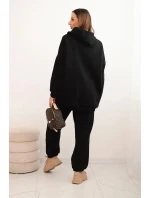 Dámský teplákový komplet zateplený z bavlny s kapucí černý Dámský teplákový komplet zateplený z bavlny s kapucí černý