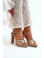 Dámské kožené sandály na podpatku Maciejka 06564-22 béžovo-zlaté Dámské kožené sandály na podpatku Maciejka 06564-22 béžovo-zlaté