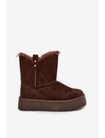 Dámské Sněhule Na Platformě S Kožíškem Čokoládové Evelira