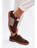 Dámské tenisky z pravé kůže a semiše Big Star TT274715 Čokoládové