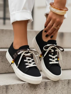 Dámské tenisky s ozdobnými korálky černé FashionStreet ZY1405