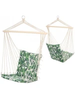 BRAZILSKÁ ZÁVĚSNÁ SEDAČKA HAMAK 100x50CM NATURE S VNITŘNÍM POLŠTÁŘEM JUNGLE LIGHT