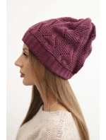 Dámská zimní čepice s vlnou a strukturální tkaninou K432 tmavě fialová