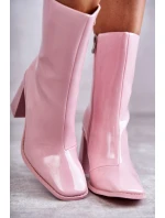 Dámské lakované kozačky Růžove Margit