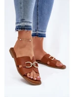 Dámské Plné Sandály S Dekorativním Detalem Hnědé Amiresna Dámské Plné Sandály S Dekorativním Detalem Hnědé Amiresna