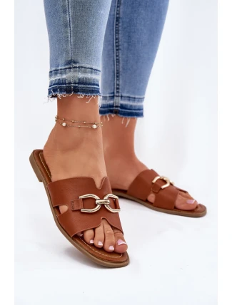 Dámské Plné Sandály S Dekorativním Detalem Hnědé Amiresna