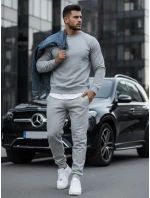 Pánská hladká šedá mikina BX3354