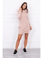 Off White pudrově béžové šaty