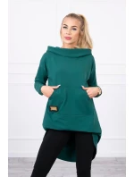 Mikina s kapucí s dlouhými zády zelená Mikina s kapucí s dlouhými zády zelená
