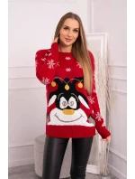Vánoční svetr se sobem červený