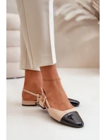 Lakované baleríny na nízkém podpatku s otevřenou patou béžové Kairael